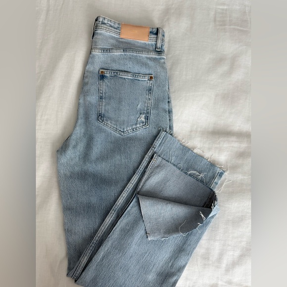 Zara Light Blue Straight Leg Jeans High Waist - Picture 6 of 6